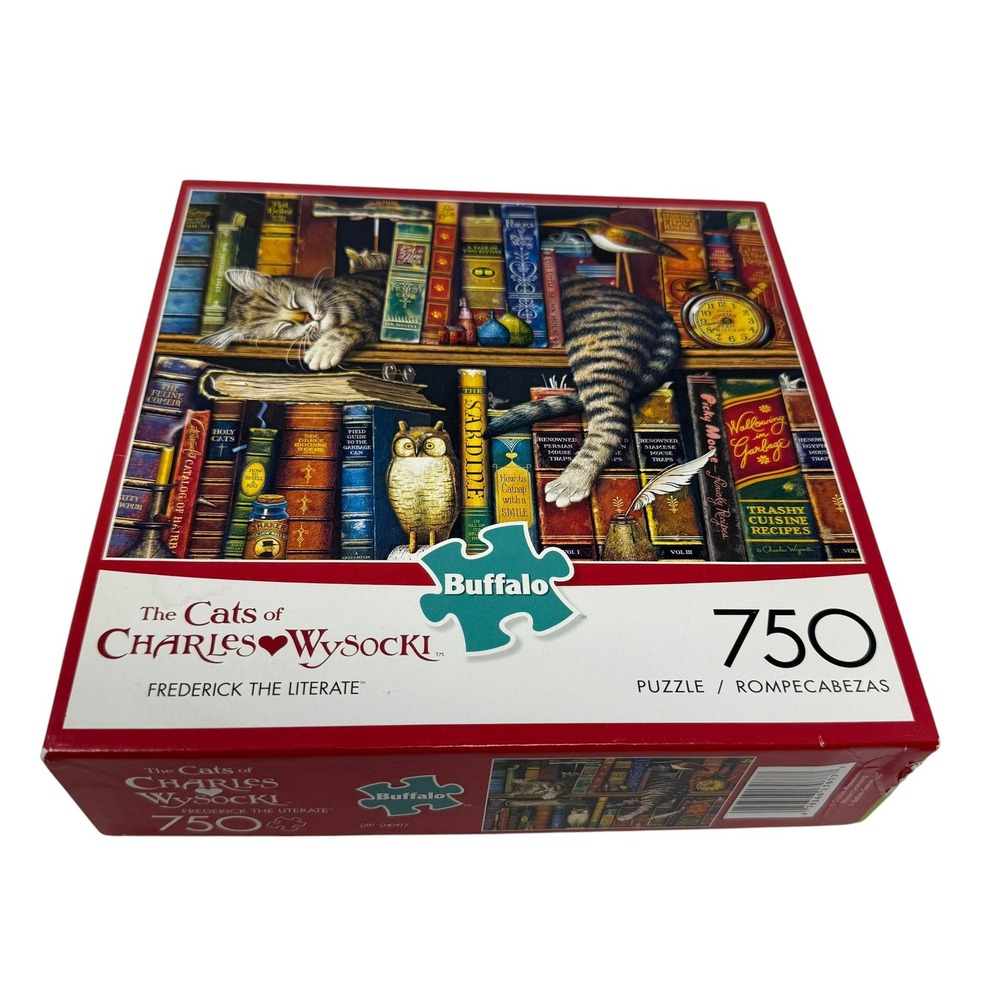 Buffalo Games Charles Wysocki Frederick the Literate 750 Pc Cat Puzzle UNCOUNTED